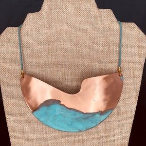 brass and patina fantastic necklace